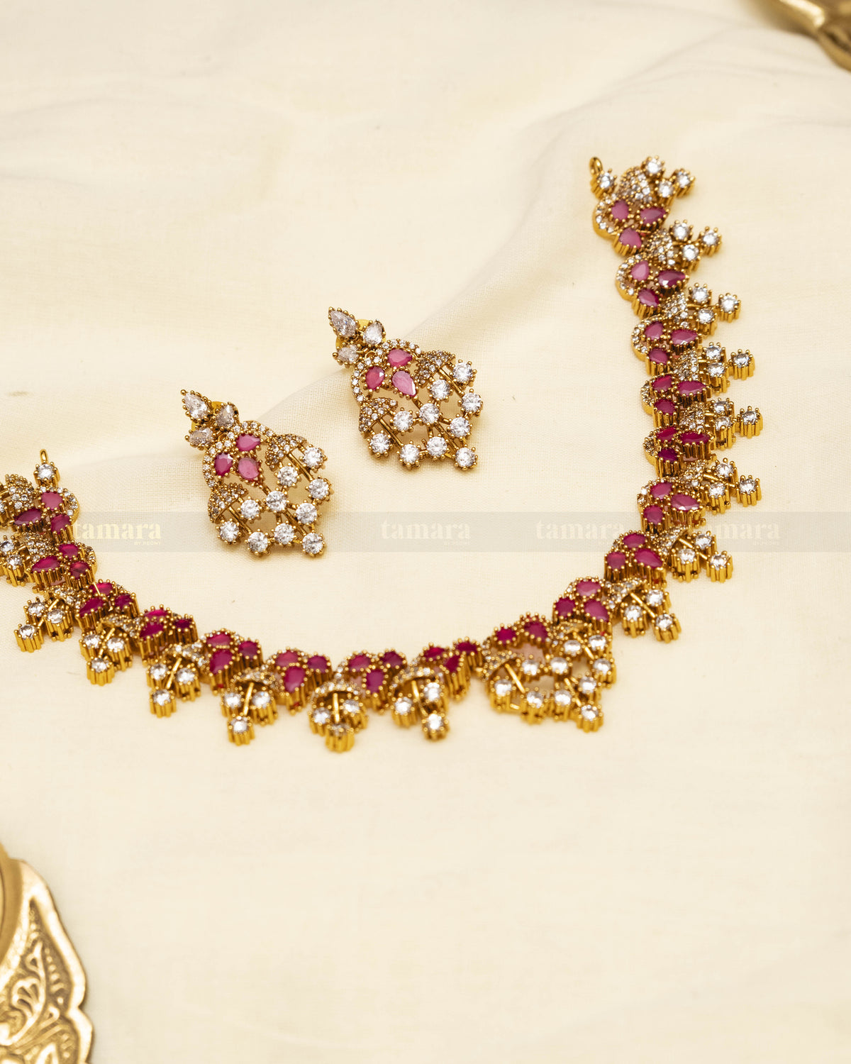 Studded Necklace Set - Ruby