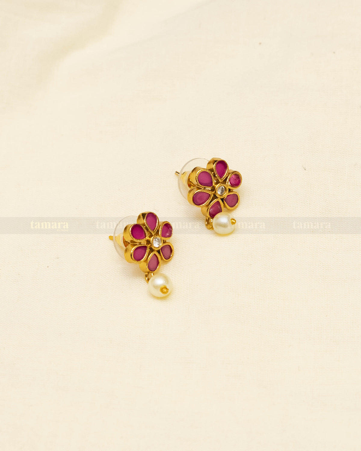 Three Layered Necklace Set - Ruby & White