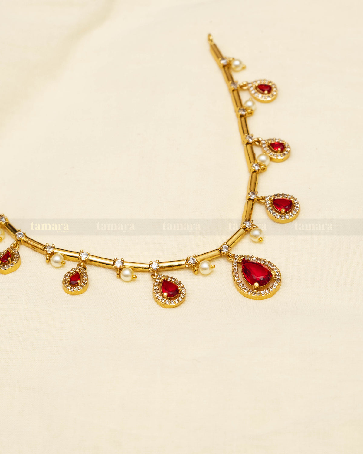 Drop Necklace Set - Red