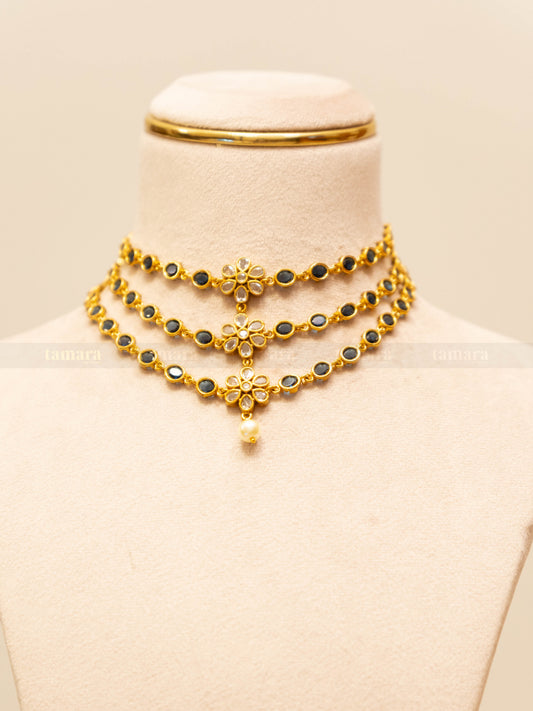 Three Layered Necklace Set - Blue