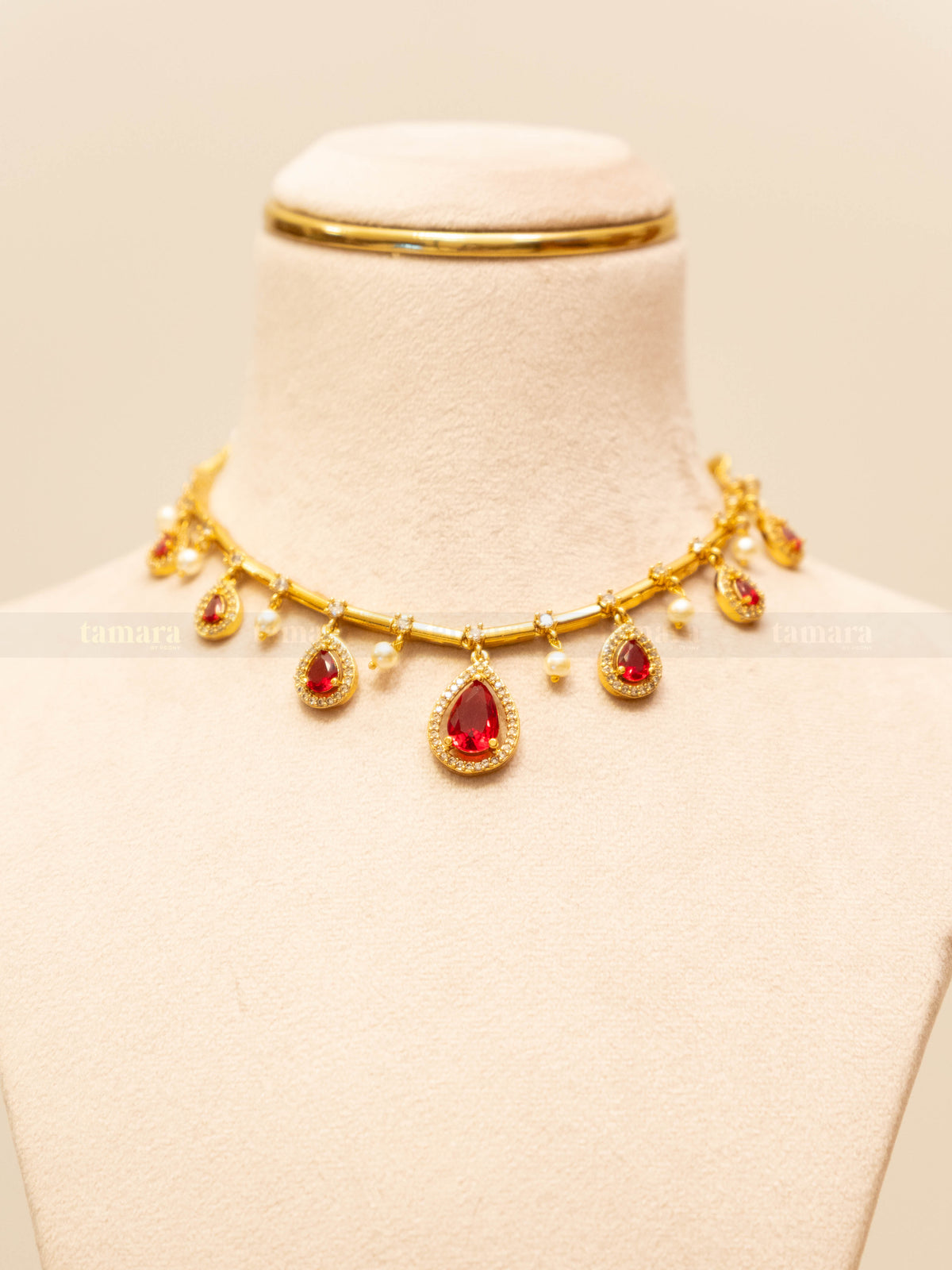 Drop Necklace Set - Red
