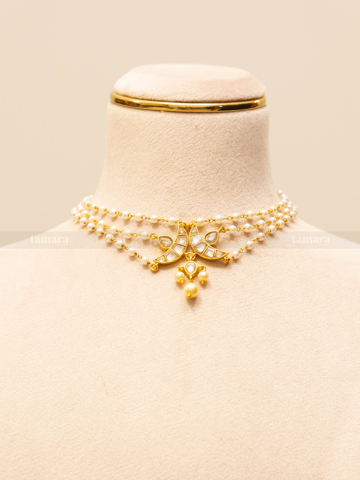 Pearldrop Chand Jadau Necklace Set  - White