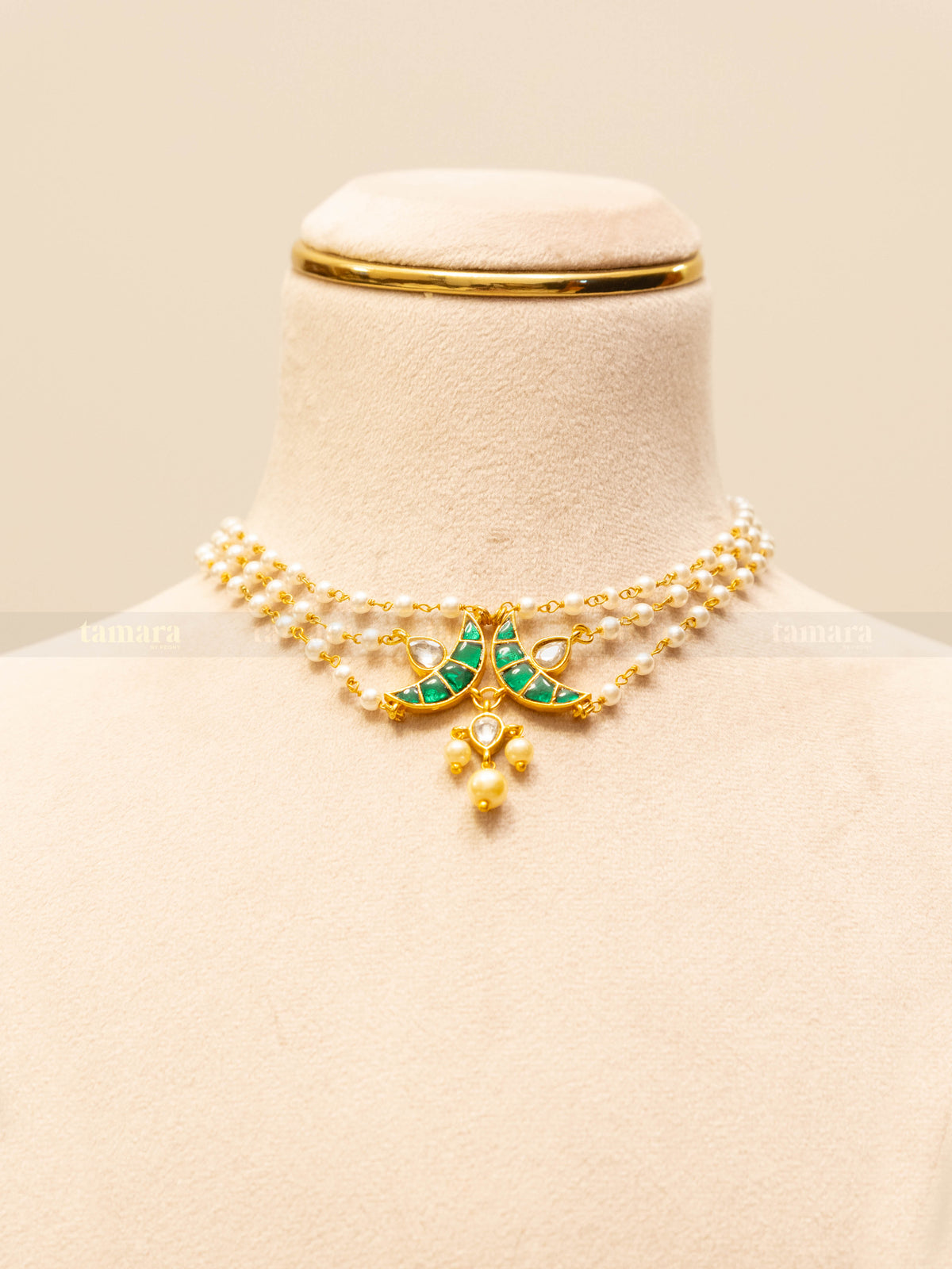 Pearldrop Chand Jadau Necklace Set  - Green