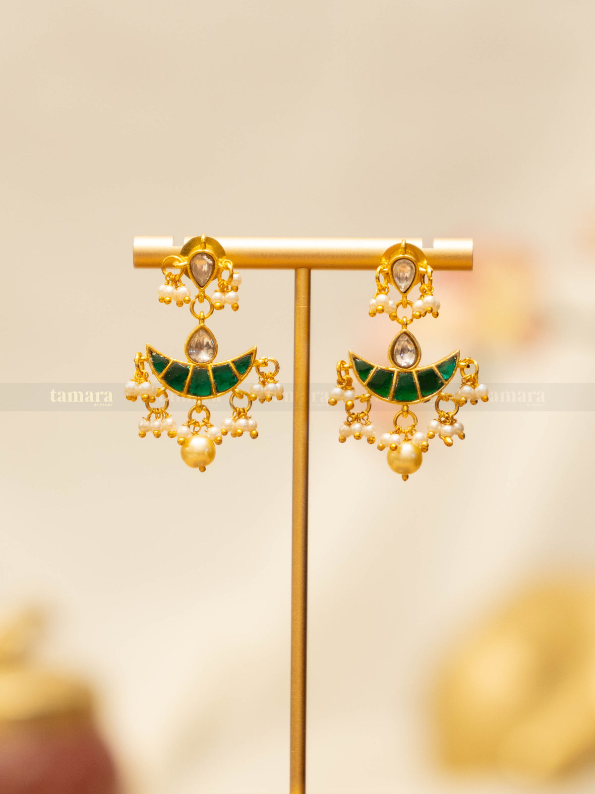Pearldrop Chand Jadau Necklace Set  - Green