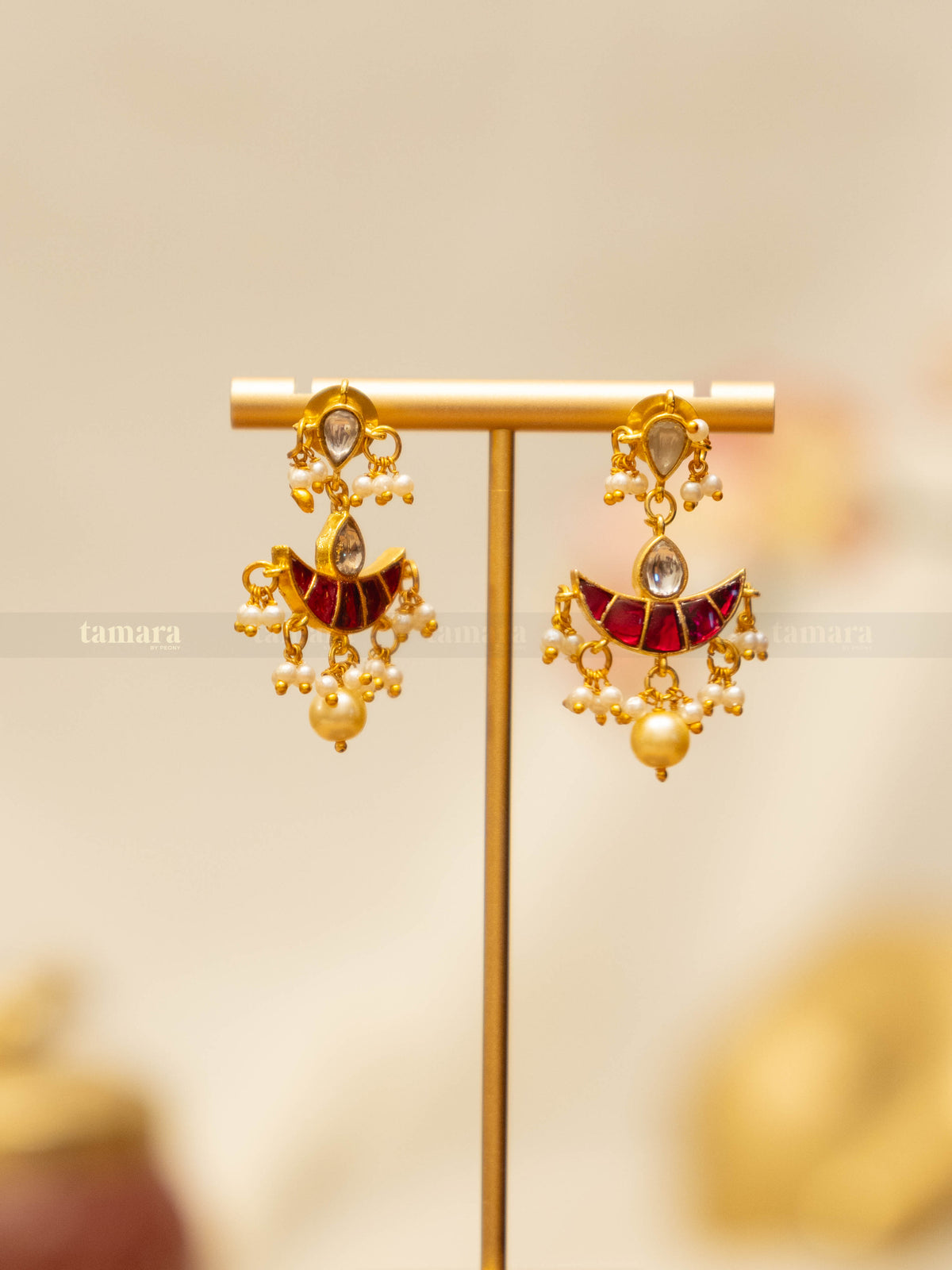 Pearldrop Chand Jadau Necklace Set  - Pink