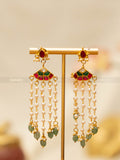 Pearl Drop Jadau Earrings - Multicolor