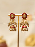 Mayura Jadau Jhumka - Ruby