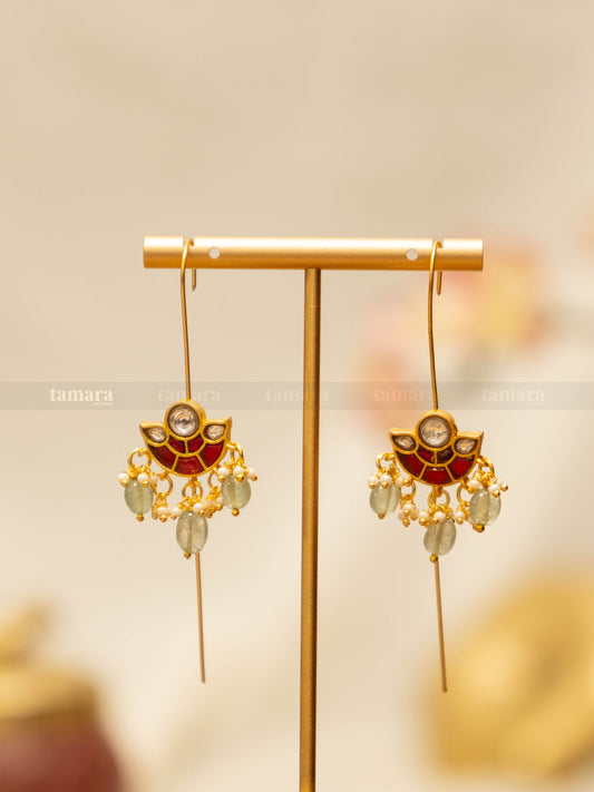 Chand Jadau Earcuff - Pink & White