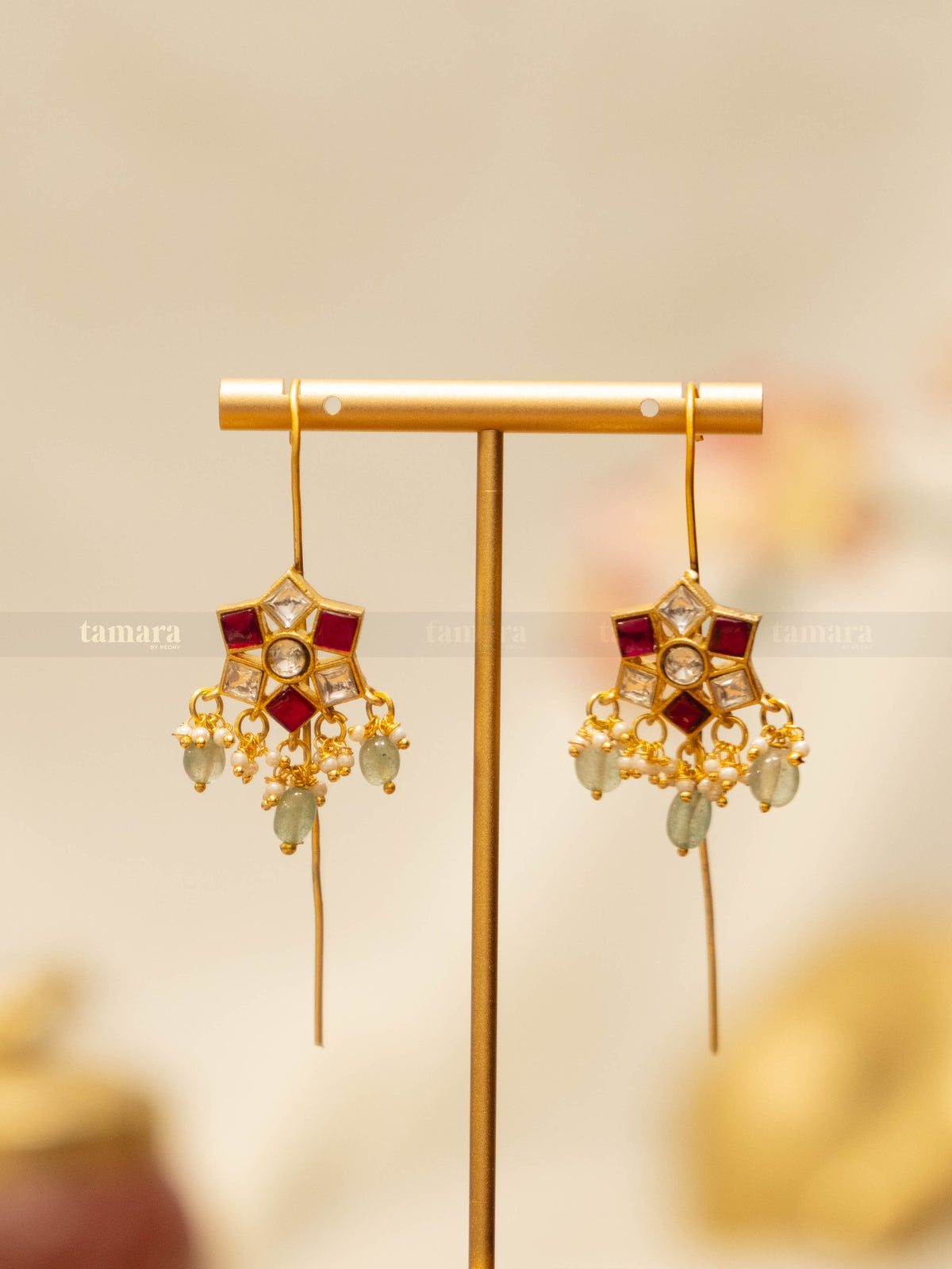 Starburst Jadau Earcuff - Pink & White