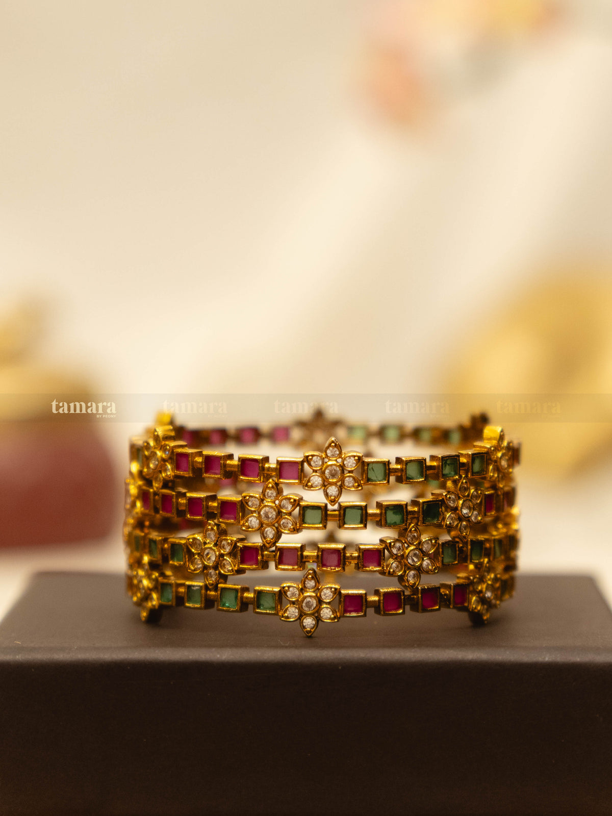 Floral Bangles - Ruby & Emerald
