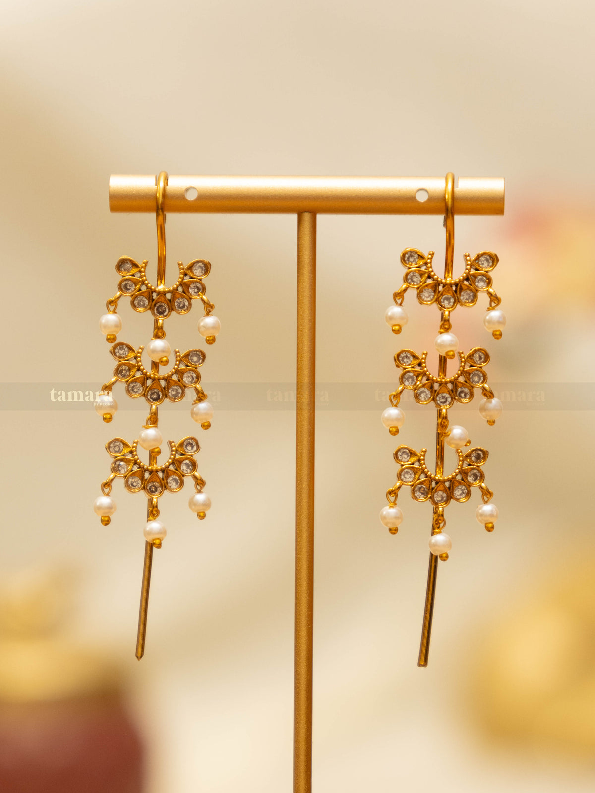 Floral Drop Earcuff - White