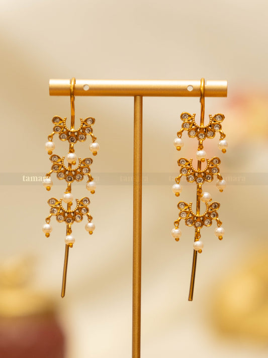 Floral Drop Earcuff - White