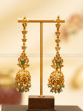 Double-layered jhumka with earchain - Mint