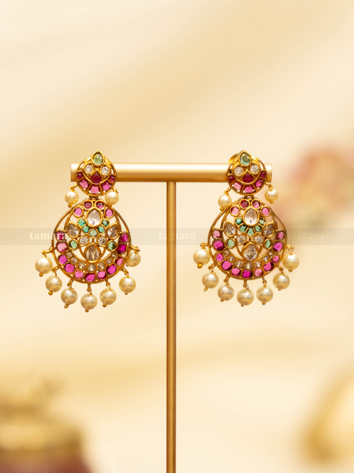 Nila Pearl Chandbali - Multicolor