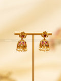 Lotus Jhumka - Pink & White