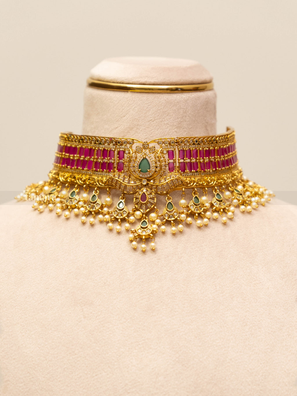 Ruby Studded Lotus Choker Set