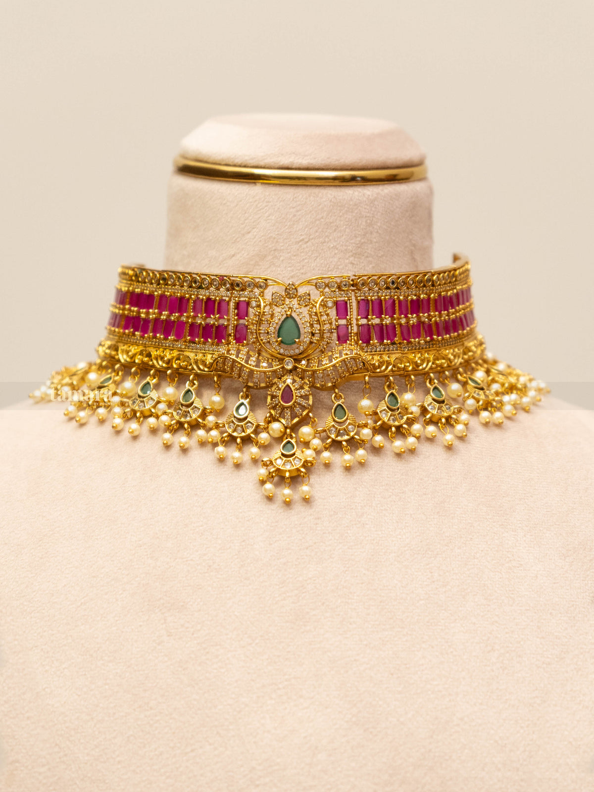 Ruby Studded Lotus Choker Set