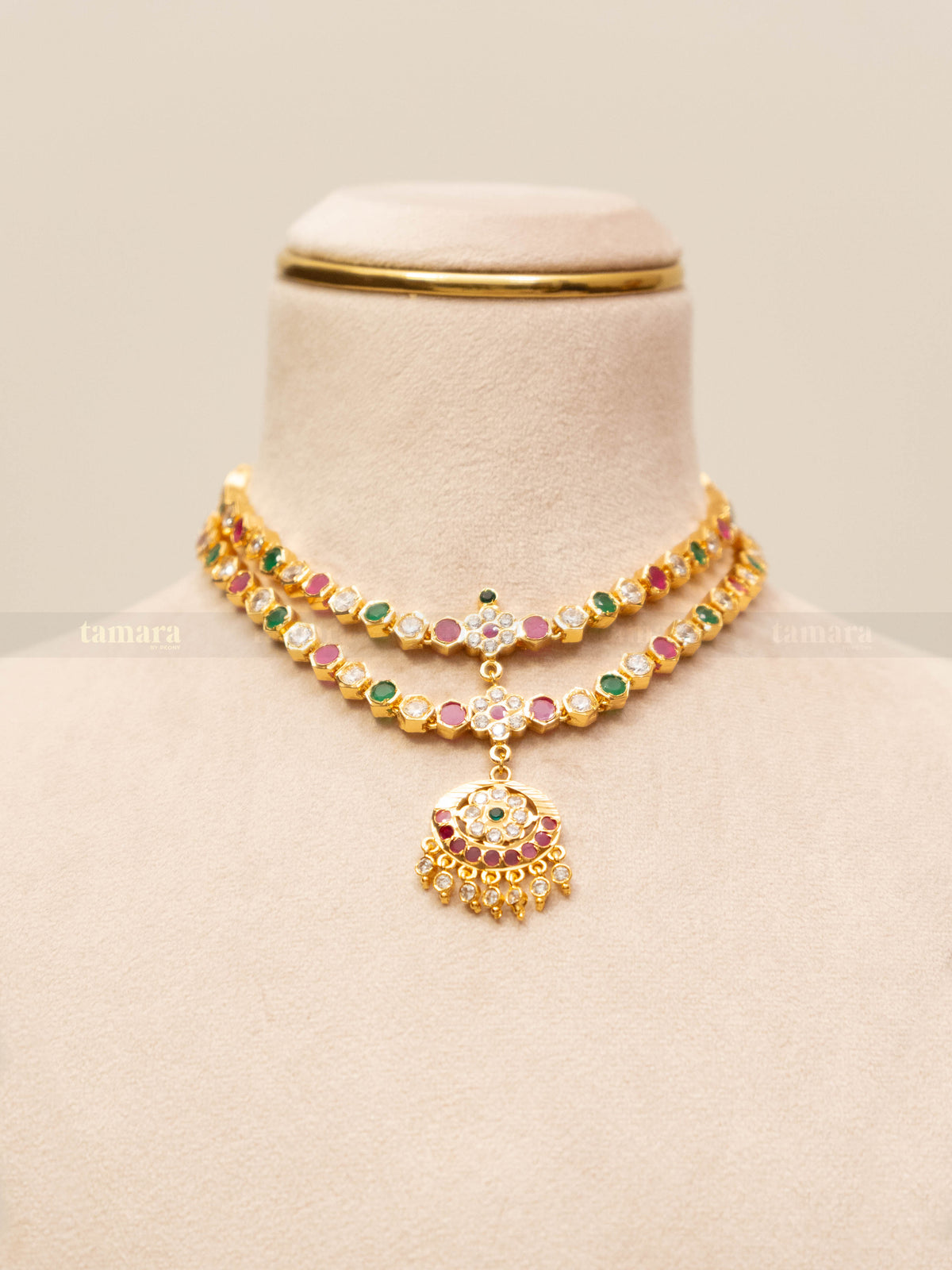 Double Layered Vintage Attigai Set - Multicolor