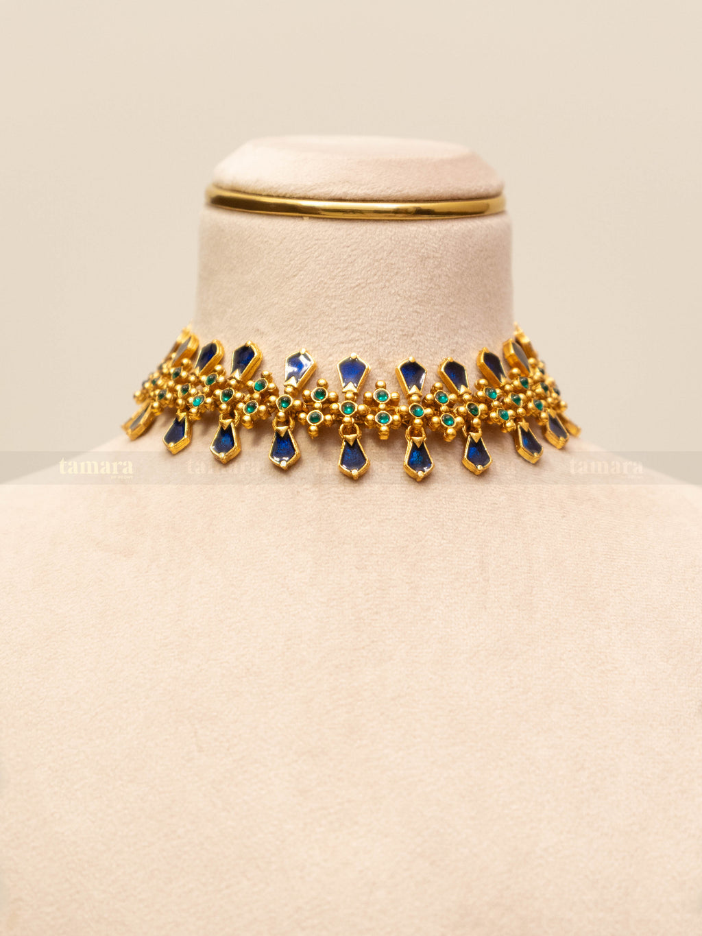 Dual Palakka Necklace Set - Blue & Green